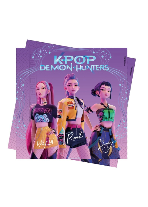 Servilletas K-POP Demon Hunters 33CM 20 Unid - Fiestas de Cumpleaños Guerreras K-POP - Fiestas de Cumpleaños de K-POP