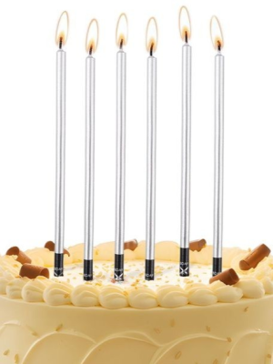 Velas Largas Plateaddas | Decoración de Cumpleaños