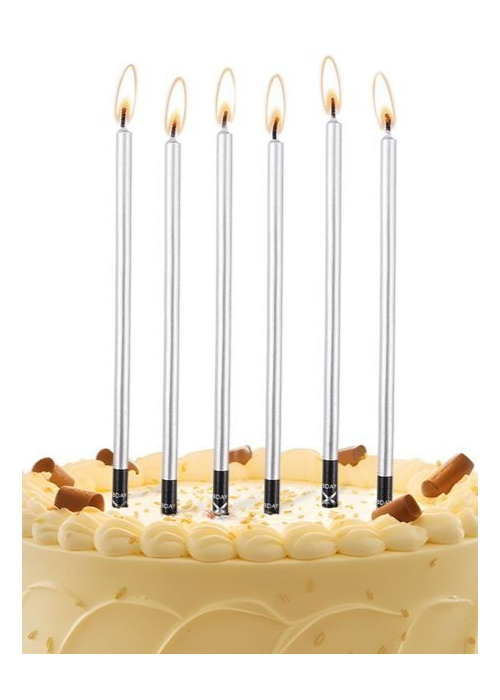 Velas Largas Plateaddas | Decoración de Cumpleaños