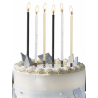 Velas Largas Negras, Plateadas y Doradas (6 Unidades) - Decoración de Cumpleaños - Velas