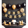Guirnalda De Feliz Cumpleaños Negra Y Dorada con Globos - Decoración de Cumpleaños - Guirnaldas