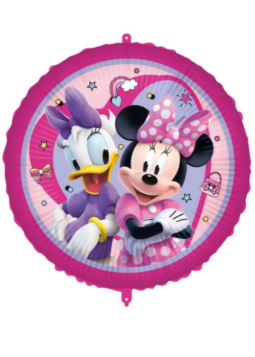 Globo Minnie y Daisy Metalizado Redondo de 45cm - Decoración de Fiestas Disney - Fiestas de Cumpleaños de Minnie