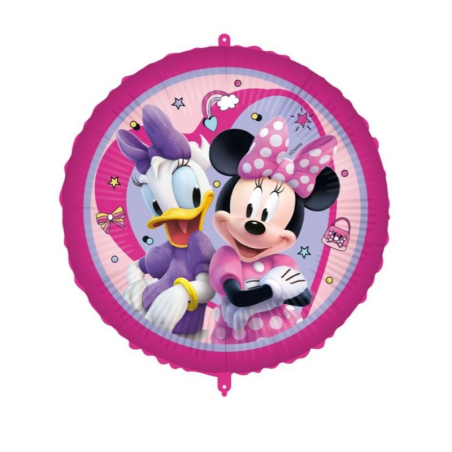 Globo Minnie y Daisy Metalizado Redondo de 45cm - Decoración de Fiestas Disney - Fiestas de Cumpleaños de Minnie
