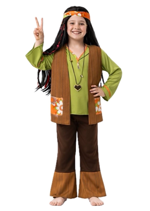 Disfraz De Hippie Verde Infantil - Disfraces Años 60-70 (Hippies) - Disfraces años 60-70 Hippies