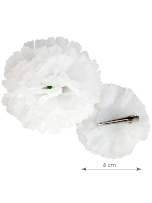 Flor Clavel Blanco pequeño Con Pasador - Sevillana Complementos