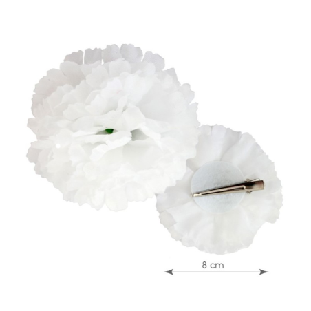 Flor Clavel Blanco pequeño Con Pasador - Sevillana Complementos