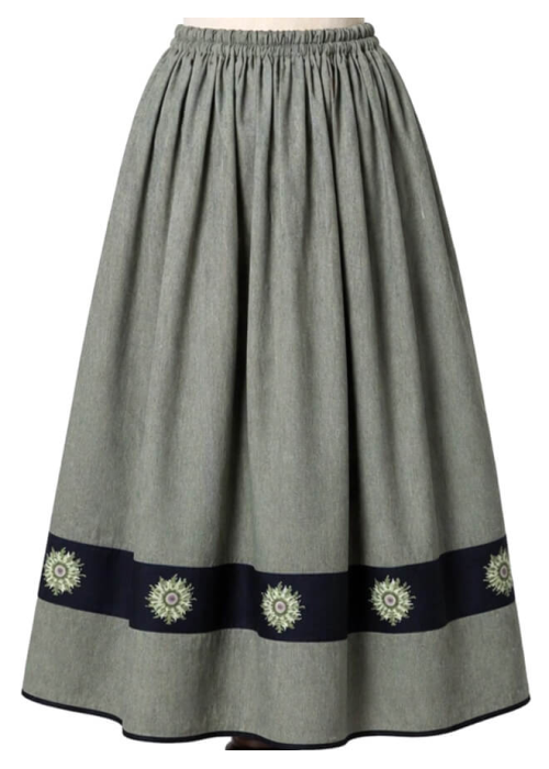 Falda Casera Verde Bies Negro Eguzkilore - Trajes Regionales - Faldas Regionales, Enaguas y Pololos