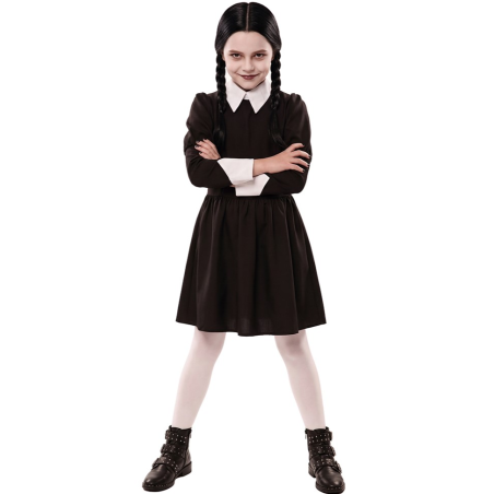 Disfraz de Miércoles para Niña - Disfraces de la Familia Addams - Disfraces Familia de Terror Infantiles
