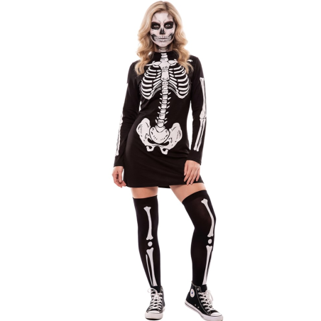 Disfraz de Esqueleto Vestido para Mujer - Disfraces Halloween Calaveras - Disfraces de Esqueleto para Mujer
