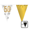 Guirnalda Triangular 50 Dorado y Blanco Estrellas - Decoración para Fiestas - Guirnaldas