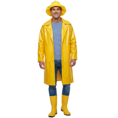Disfraz De Pescador Chubasquero Amarillo para Adulto - Disfraces de Marineros - Disfraces de Hombre