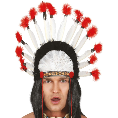 Erosi Lumak Indian Chief Zuria eta Gorria bakarrik 4.80€ – mozorro Denda online