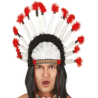Penacho de Plumas Jefe Indio Blanco Y Rojo - Complementos de Indios - Complementos de Indios