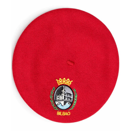 Txapela Roja Bordada Escudo Bilbao - Txapelas o Boinas