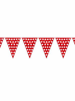 Comprar Banderines Triangulares Rojo con Lunar Blanco 5m - Guirnaldas