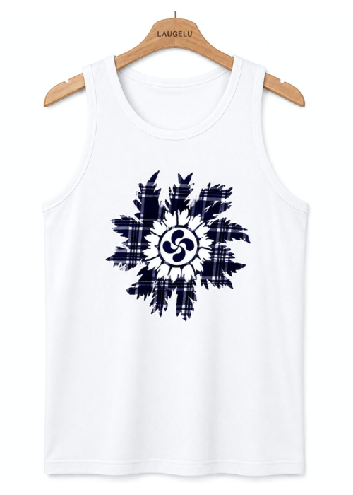 Camiseta Eguzkilore Cuadros Tirantes Blanca Hombre - Trajes Regionales - Camisas y Camisetas Regionales Hombre