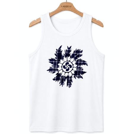 Camiseta Eguzkilore Cuadros Tirantes Blanca Hombre - Trajes Regionales - Camisas y Camisetas Regionales Hombre