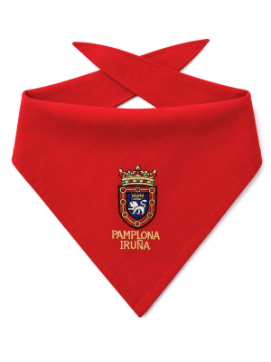 Pañuelo de San Fermin Bordado Escudo - Pañuelos Sanfermines - Pañuelos y Delantales Regionales