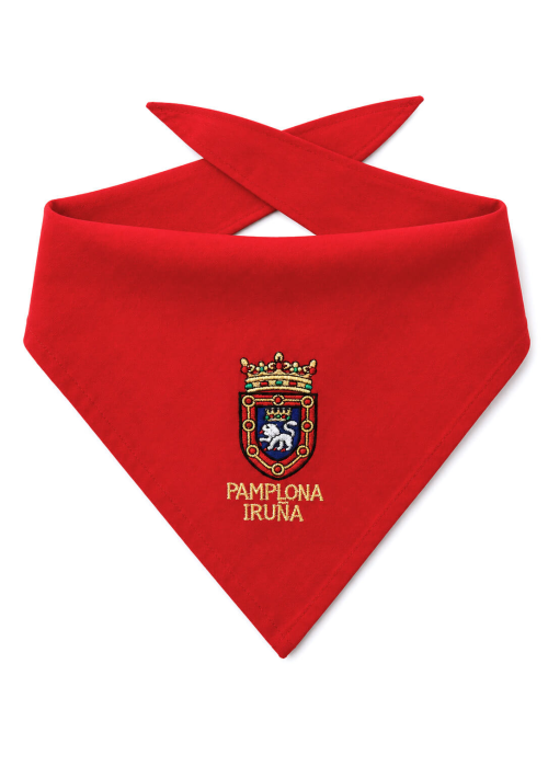 Pañuelo de San Fermin Bordado Escudo - Pañuelos Sanfermines - Pañuelos y Delantales Regionales