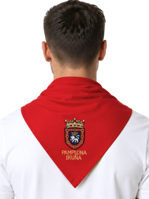 Pañuelo de San Fermin Bordado Escudo - Pañuelos Sanfermines - Pañuelos y Delantales Regionales