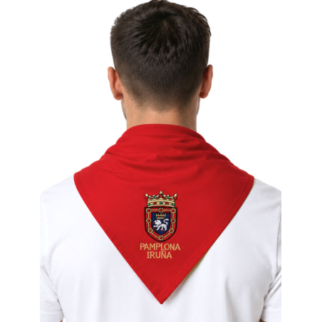 Pañuelo de San Fermin Bordado Escudo - Pañuelos Sanfermines - Pañuelos y Delantales Regionales