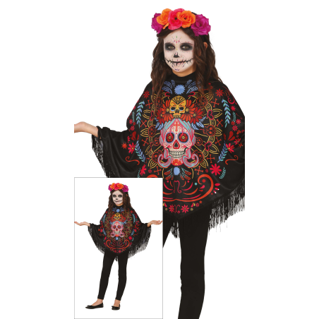 Comprar Disfraz Poncho Catrina Infantil - Disfraces Halloween Esqueletos Adultos