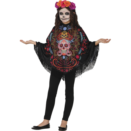 Comprar Disfraz Poncho Catrina Infantil - Disfraces Halloween Esqueletos Adultos
