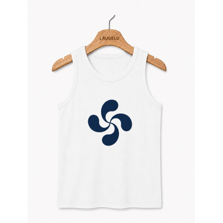 Camiseta Lauburu Azul Tirantes Blanca Hombre - Trajes Regionales - Camisas y Camisetas Regionales Hombre