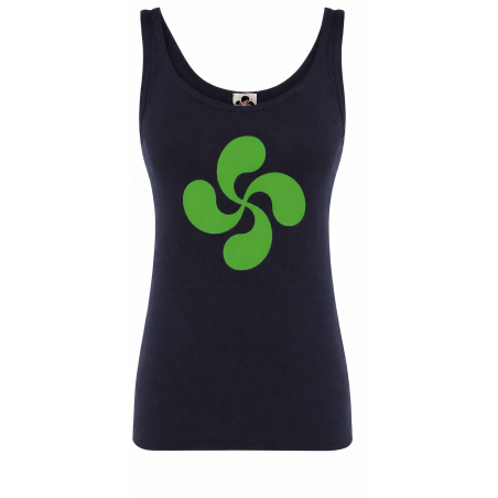 Camiseta Aste Nagusia Lauburu Verde con Tirantes azul