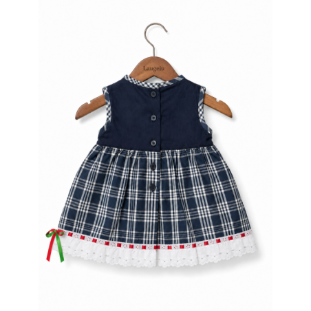 Vestido Arrantzale Bebe Tirantes Cuadros Mahón Lacito - Trajes Tradicionales Vascos - Conjuntos Bebe Niña