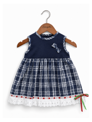 Vestido Arrantzale Bebe Tirantes Cuadros Mahón Lacito - Trajes Tradicionales Vascos - Conjuntos Bebe Niña