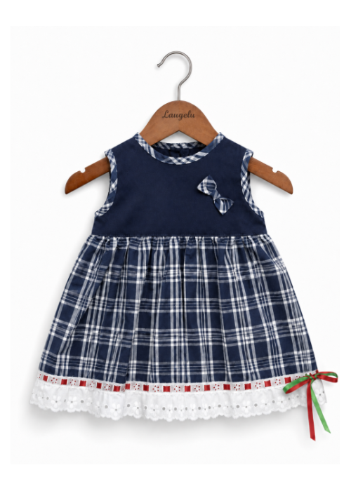 Vestido Arrantzale Bebe Tirantes Cuadros Mahón Lacito - Trajes Tradicionales Vascos - Conjuntos Bebe Niña