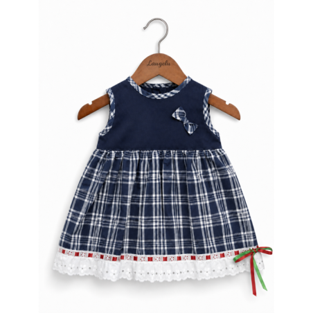 Vestido Arrantzale Bebe Tirantes Cuadros Mahón Lacito - Trajes Tradicionales Vascos - Conjuntos Bebe Niña