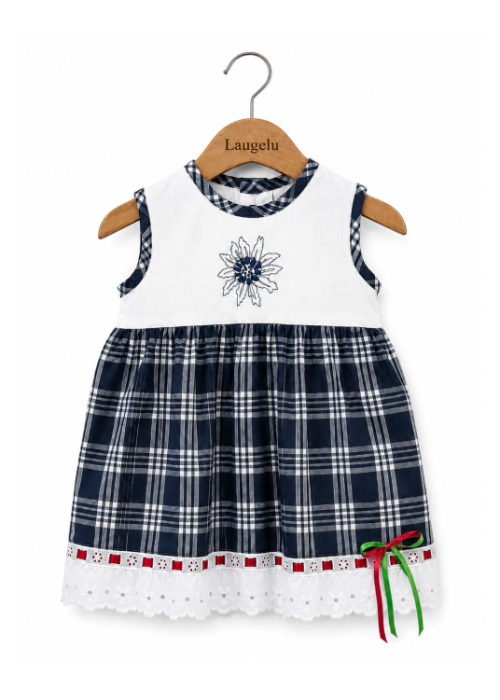Vestido Arrantzale Tirantes Bebe Cuadros detalle Eguzkilore - Trajes Tradicionales Vascos - Conjuntos Bebe Niña