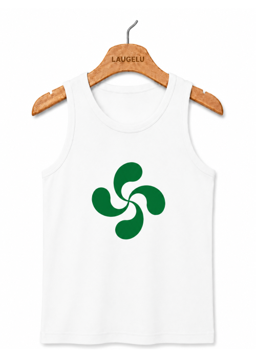 Camiseta Lauburu Verde Tirantes Blanca Infantil - Trajes Vascos - Camisas y Camisetas regionales Niño