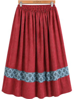 Falda Casera Granate Bies Trebol Azul Para Mujer - Trajes Regionales Vascos