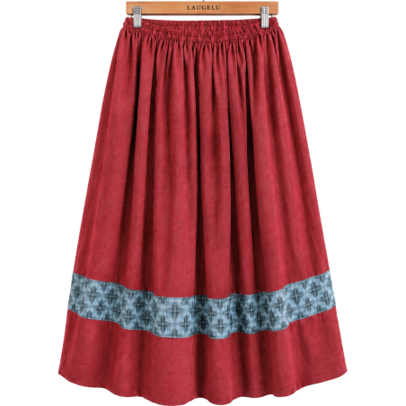 Falda Casera Granate Bies Trebol Azul Para Mujer - Trajes Regionales Vascos