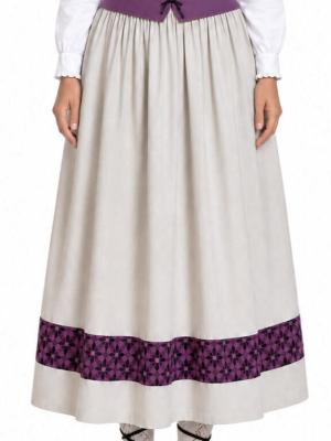Falda Casera Gris Bies Trebol Morado Para Mujer - Trajes Regionales vascos