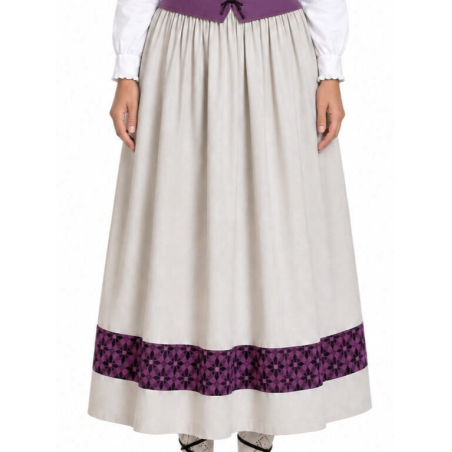 Falda Casera Gris Bies Trebol Morado Para Mujer - Trajes Regionales - Faldas Regionales, Enaguas y Pololos