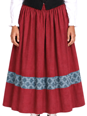 Falda Casera Granate Bies Trebol Azul Para Mujer - Trajes Regionales Vascos