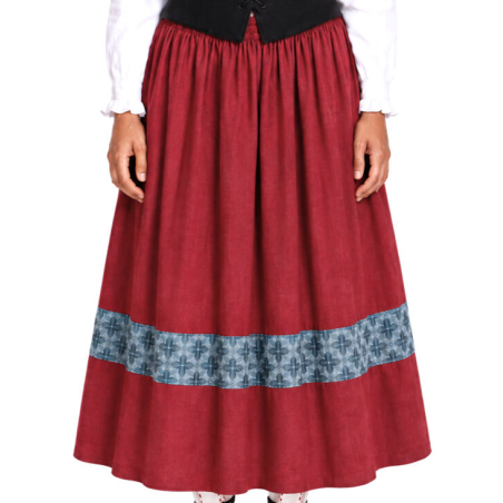 Falda Casera Granate Bies Trebol Azul Para Mujer - Trajes Regionales - Faldas Regionales, Enaguas y Pololos