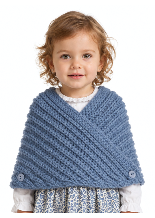 Toquilla Aldeana Bebe Azul Claro Boton - Trajes Regionales - Toquillas y Pañuelos regionales Bebe