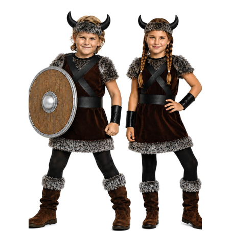 Disfraz de Vikingo Marron niño y niña - Disfraces de vikingos infantiles
