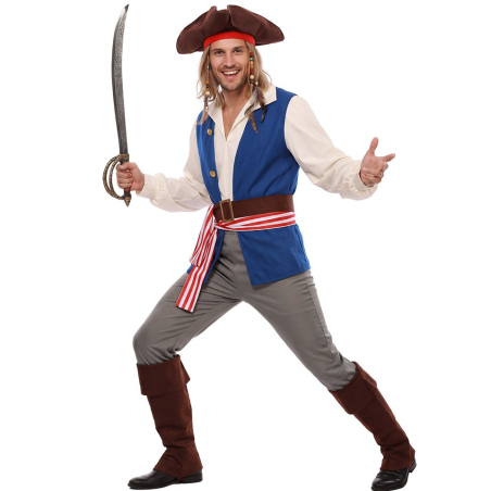Disfraz De Pirata Del Caribe Azul - Disfraces Piratas y Corsarios