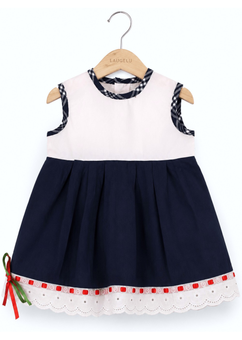 Vestido Arrantzale Blanco Y Mahon Tirantes Bebe - Euskal Jantziak - Trajes Vascos Bebe