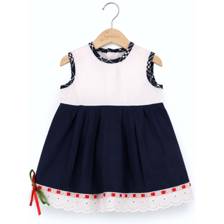 Vestido Arrantzale Blanco Y Mahon Tirantes Bebe - Euskal Jantziak - Trajes Vascos Bebe