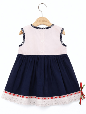 Vestido Arrantzale Blanco Y Mahon Tirantes Bebe - Euskal Jantziak - Trajes Vascos Bebe