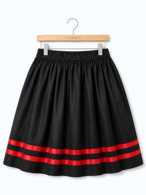 Falda Casera Negra Bies Rojos - Trajes Regionales - Faldas Regionales, Enaguas y Pololos