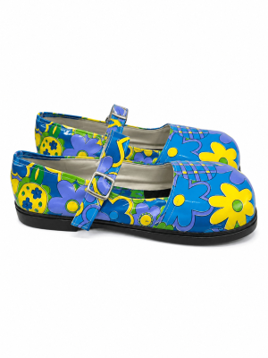 Zapato De Payaso Azul con flores Adulto - Complementos de circo