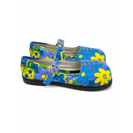 Zapato De Payaso Azul con flores Adulto - Complementos de circo